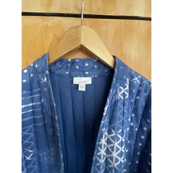 J.JILL Cotton Batik Quilted Coat Blue Size Large Boho - Picture 2 of 3